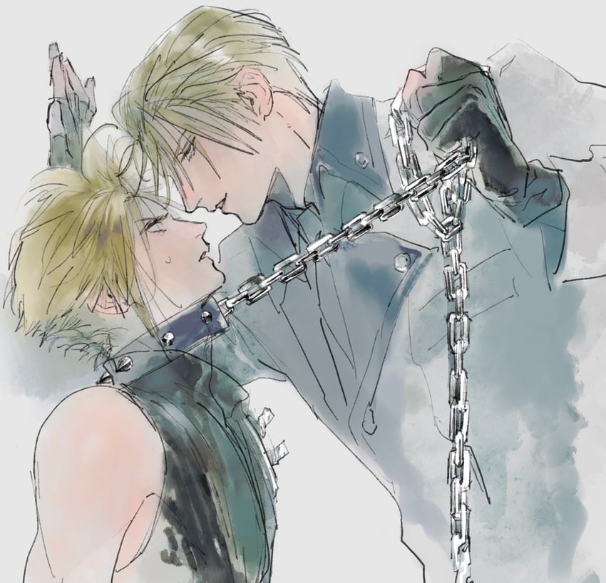 cloud strife and rufus shinra (final fantasy and 3 more) drawn by makotonishinsha