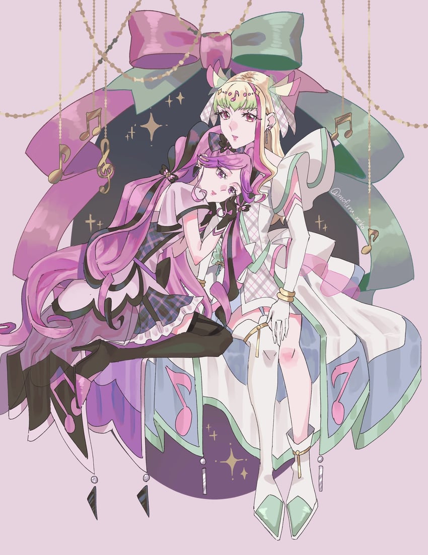 cure zukyuun and cure kiss (precure and 1 more) drawn by mofuru_neko