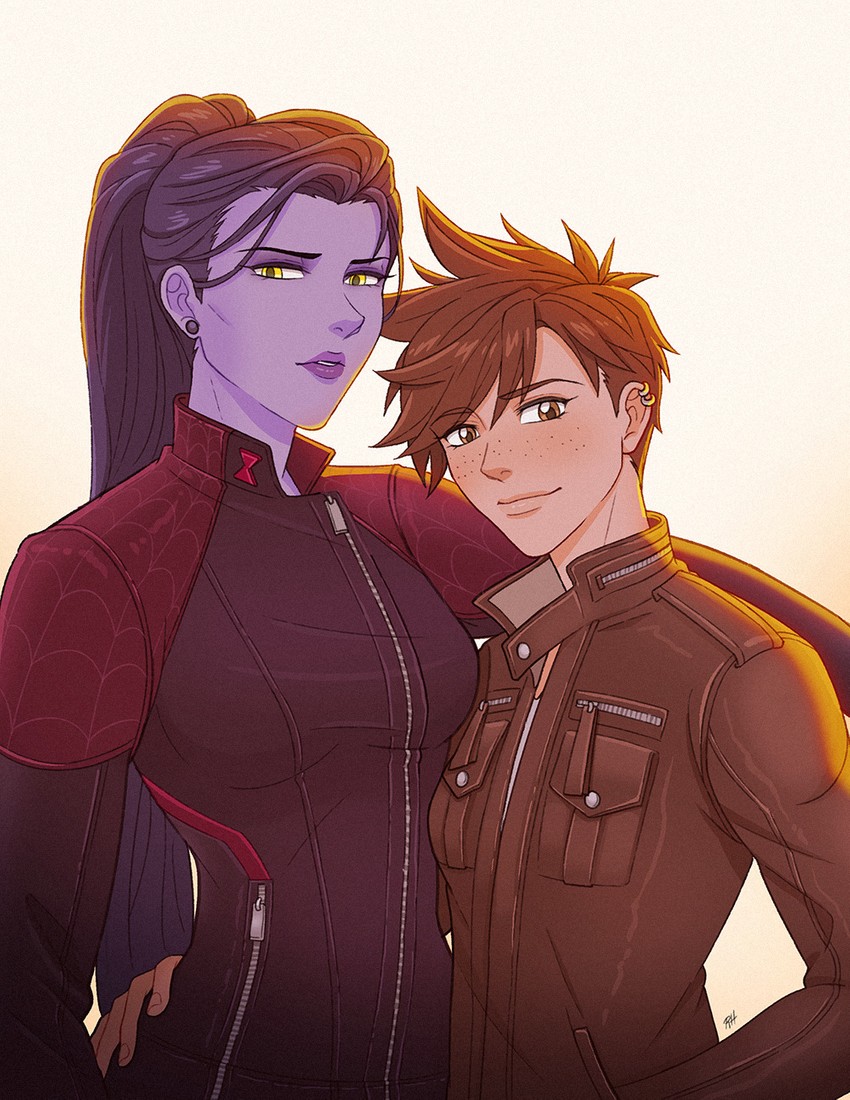 tracer and widowmaker (overwatch and 1 more) drawn by robohero