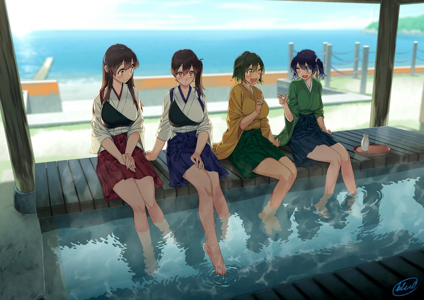 kaga, akagi, souryuu, and hiryuu (kantai collection) drawn by blew_andwhite