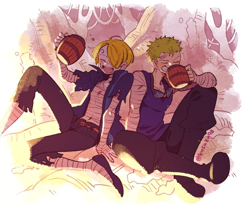 roronoa zoro and sanji (one piece) drawn by mitsubachi_koucha