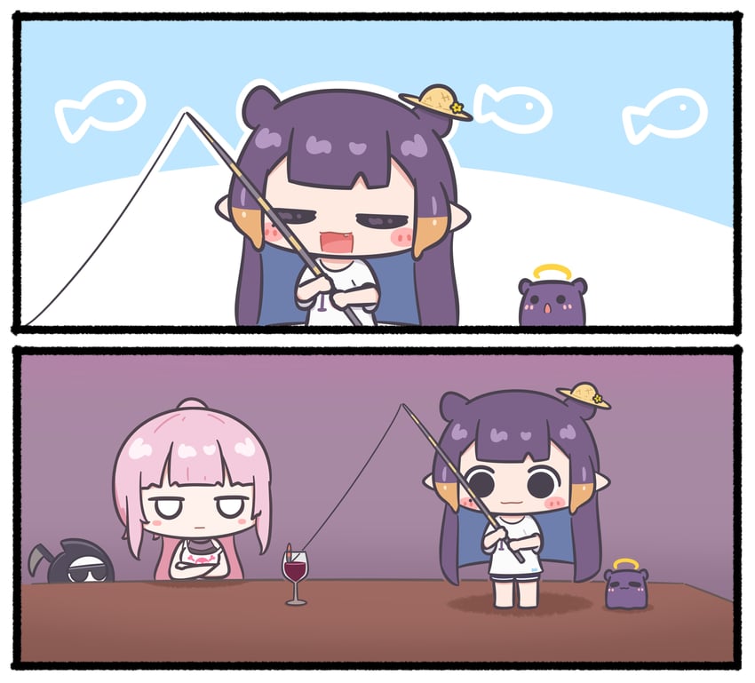 mori calliope, ninomae ina'nis, takodachi, and death-sensei (hololive and 1 more) drawn by mpien