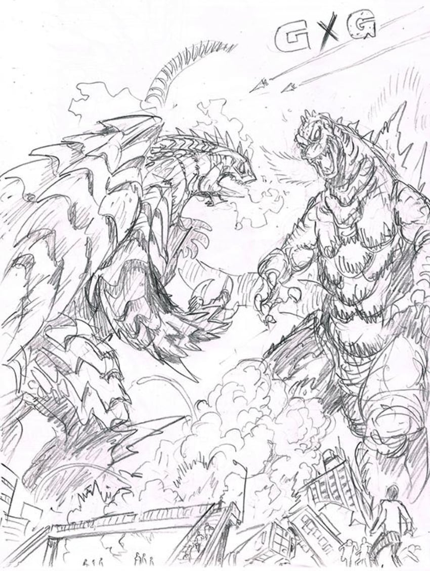 godzilla and gamera (godzilla and 1 more) drawn by murata_yuusuke
