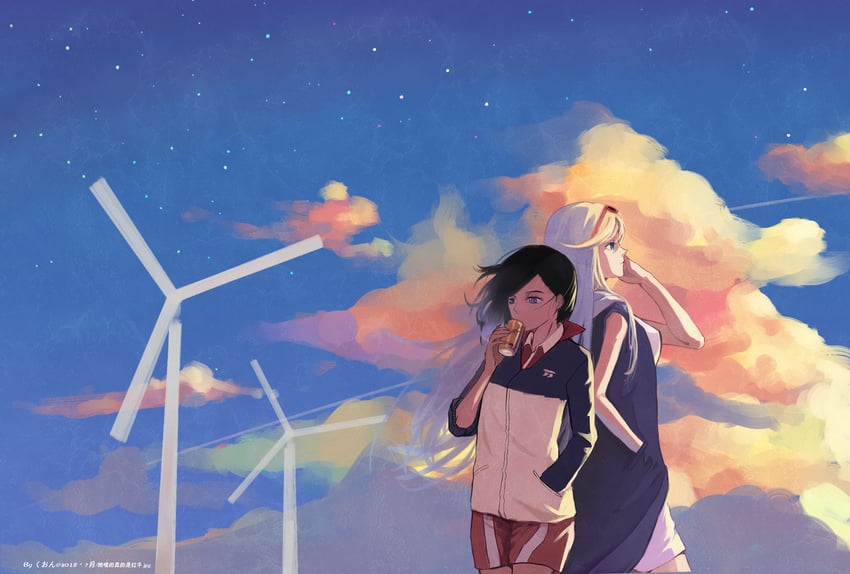 shiwahime yuika and connie christensen (hanebado!) drawn by snow_(1477031)