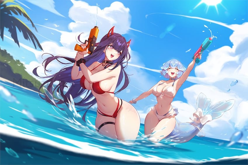 bao and akuma nihmune (indie virtual youtuber) drawn by mitsu_(mitsu_art)