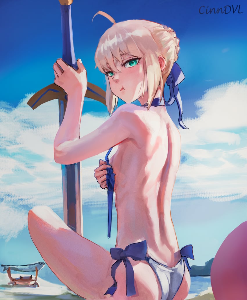 artoria pendragon and saber (fate and 1 more) drawn by cinndvl