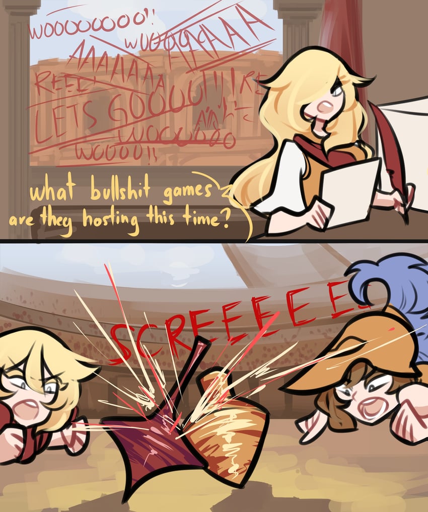 centurii-chan, legate, and sparta-chan (original and 1 more) drawn by centurii-chan