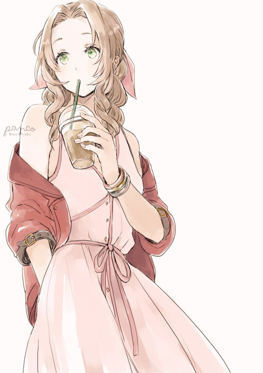 aerith gainsborough (final fantasy and 3 more) drawn by ancotsubu