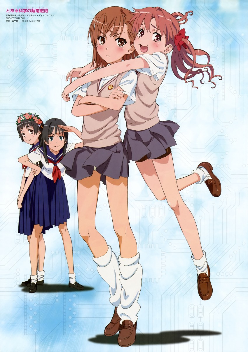 misaka mikoto, shirai kuroko, saten ruiko, and uiharu kazari (toaru majutsu no index and 1 more) drawn by tanaka_yuuichi