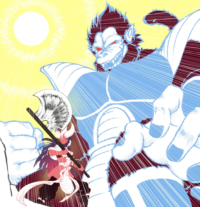 son goku, chi-chi, and oozaru (dragon ball and 1 more) drawn by clinrollmuribyeoul