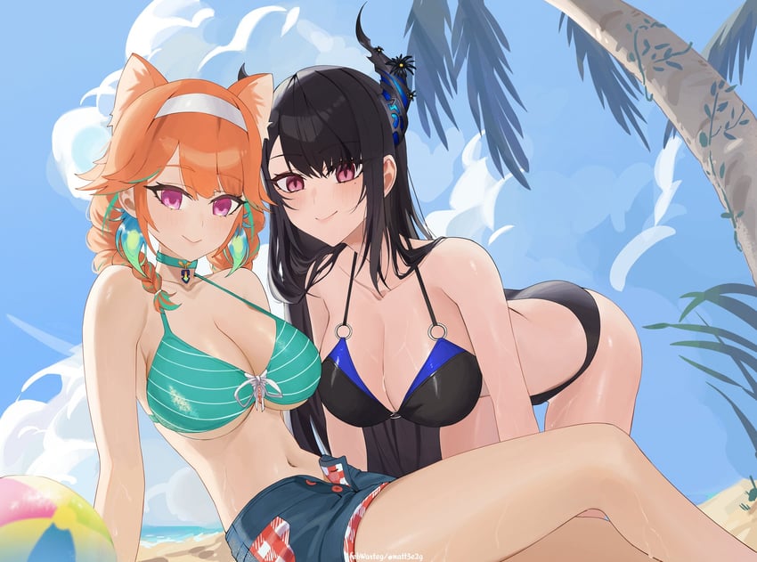 takanashi kiara and nerissa ravencroft (hololive and 1 more) drawn by natt_rondonhi
