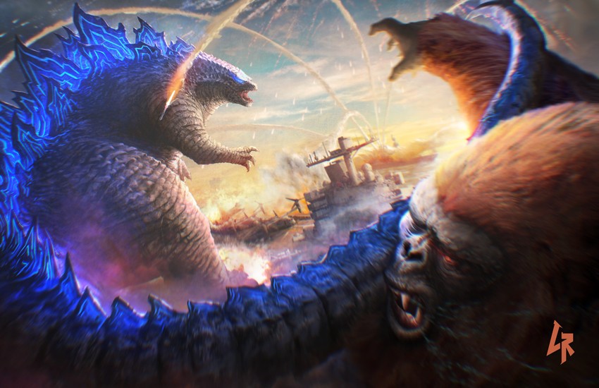 godzilla, king kong, and kong (godzilla and 3 more) drawn by chipyray