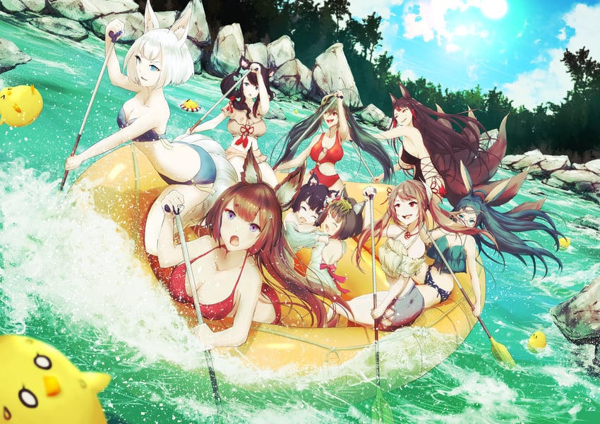 manjuu, taihou, kaga, akagi, amagi, and 5 more (azur lane) drawn by ninochi_(ninoninoda)