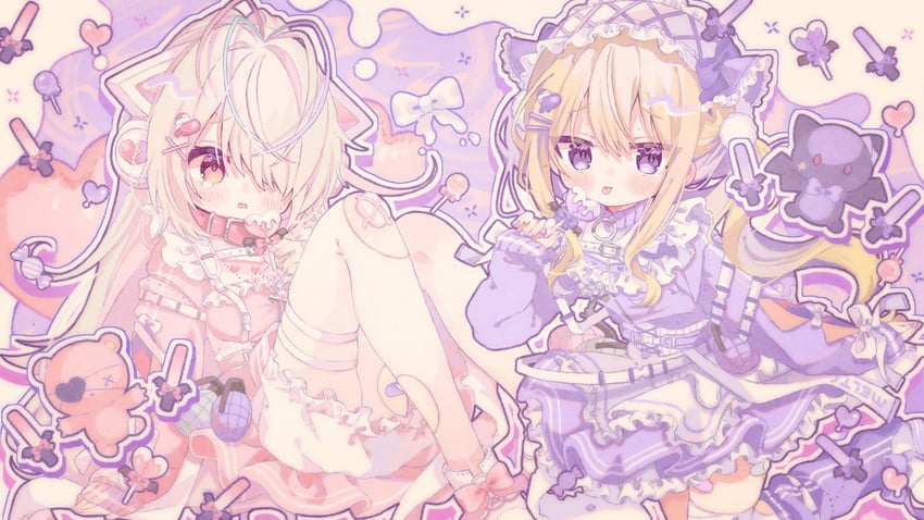 tsukushi aria and kulaku lie (re:act) drawn by kamizakana_iriko