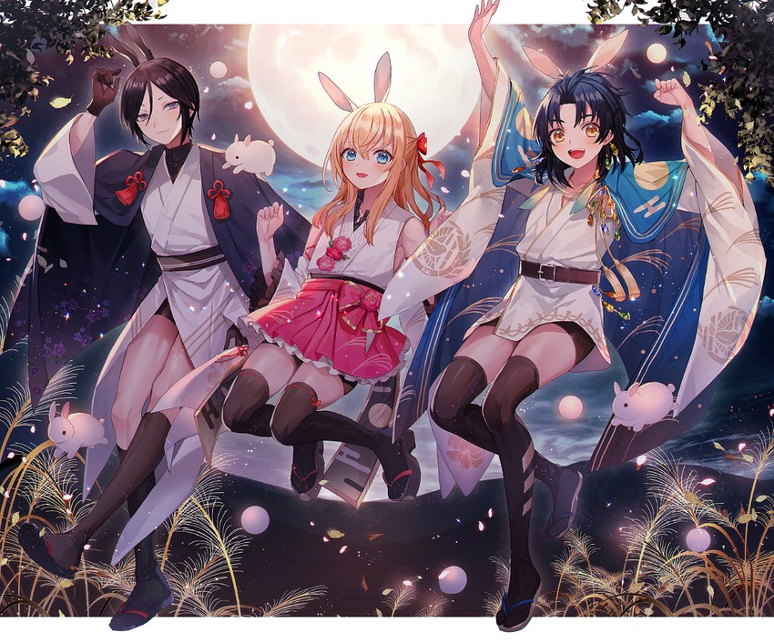 midare toushirou, yagen toushirou, and taikogane sadamune (touken ranbu) drawn by abandon_ranka