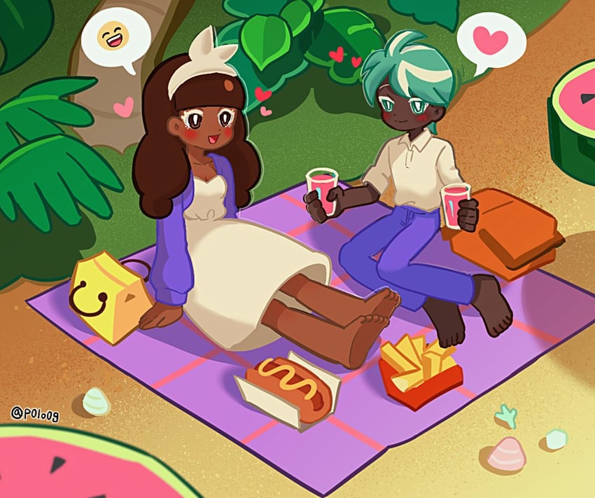 cocoa cookie and mint choco cookie (cookie run) drawn by michelin_(p0lo09)