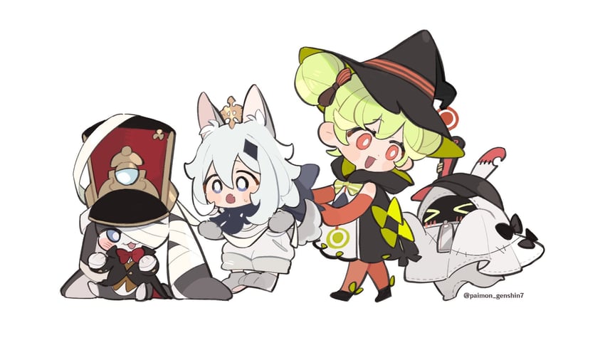 paimon, pom-pom, and ai-chan (genshin impact and 5 more)