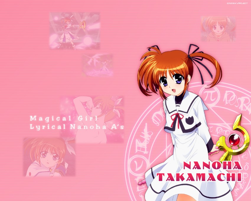 takamachi nanoha and raising heart (lyrical nanoha and 2 more) drawn by okuda_yasuhiro