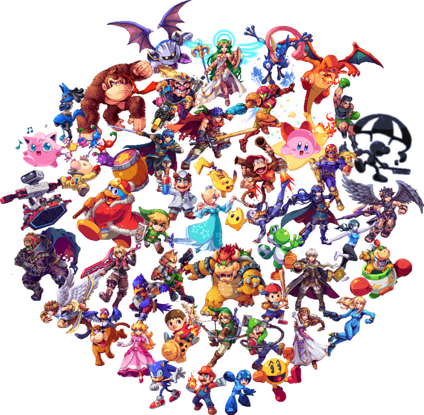 link, pikachu, princess zelda, kirby, princess peach, and 51 more (pokemon and 34 more) drawn by abysswolf