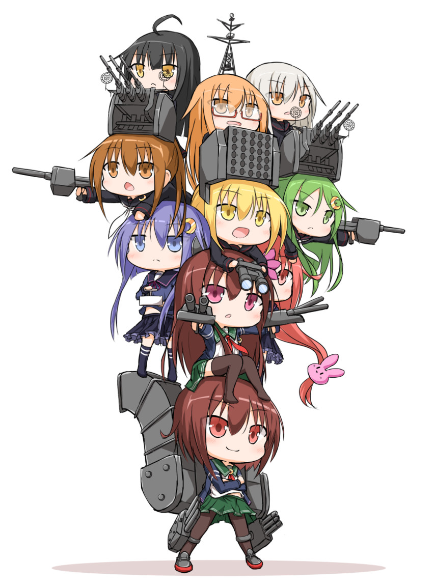 uzuki, satsuki, mutsuki, kisaragi, nagatsuki, and 7 more (kantai collection) drawn by yamato_tachibana