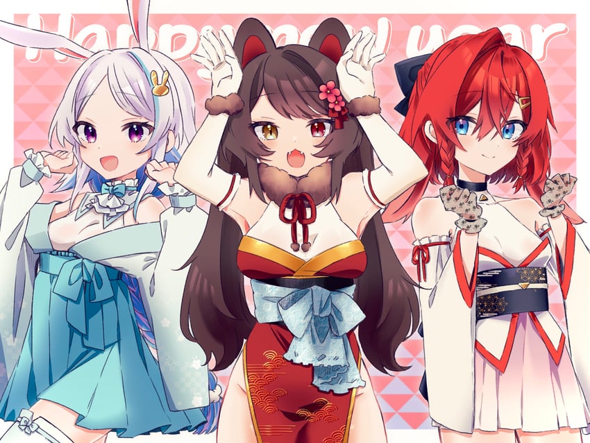 lize helesta, ange katrina, and inui toko (nijisanji) drawn by ayuko_ammobium