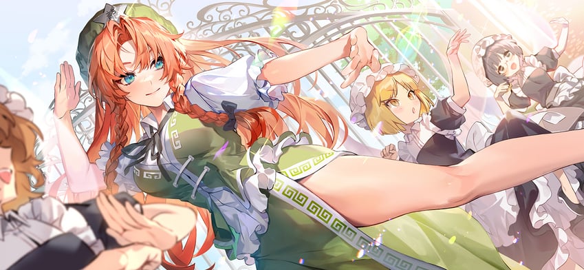 hong meiling and fairy maid (touhou and 1 more) drawn by ueo_(ueooo)