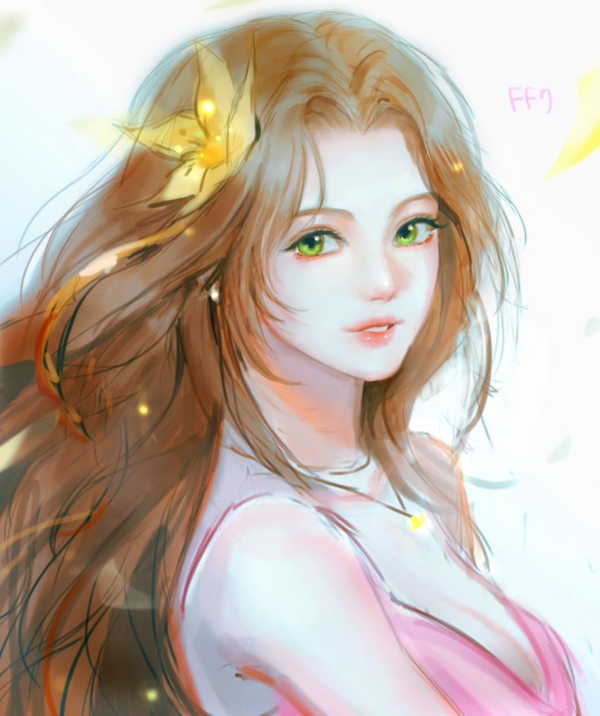 aerith gainsborough (final fantasy and 2 more) drawn by wondo_wando_ff7