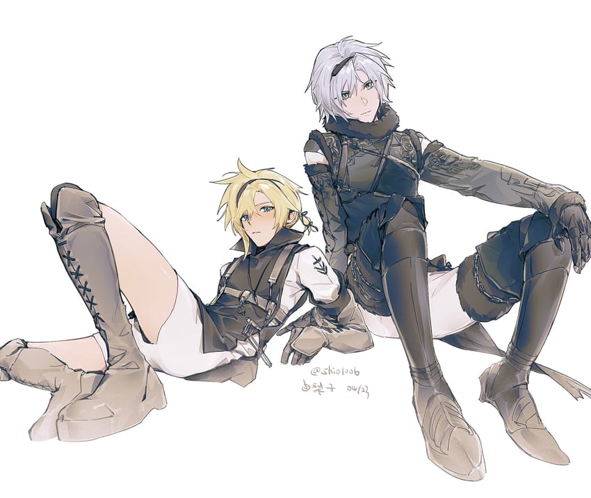 cloud strife, sephiroth, and nier (final fantasy and 3 more) drawn by lily_(shio1006)