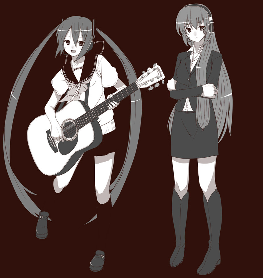 hatsune miku and megurine luka (vocaloid) drawn by yada_ei