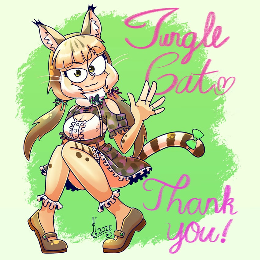 jungle cat (kemono friends and 1 more) drawn by kuraibe_keishi