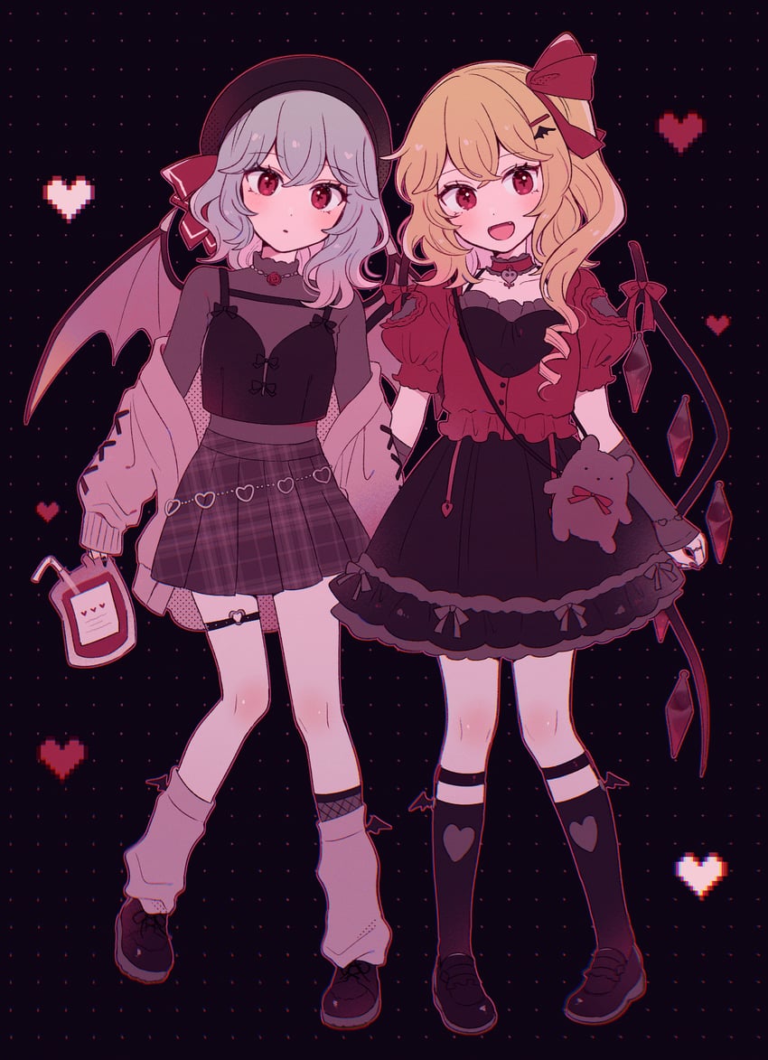remilia scarlet and flandre scarlet (touhou) drawn by mozukuzu_(manukedori)