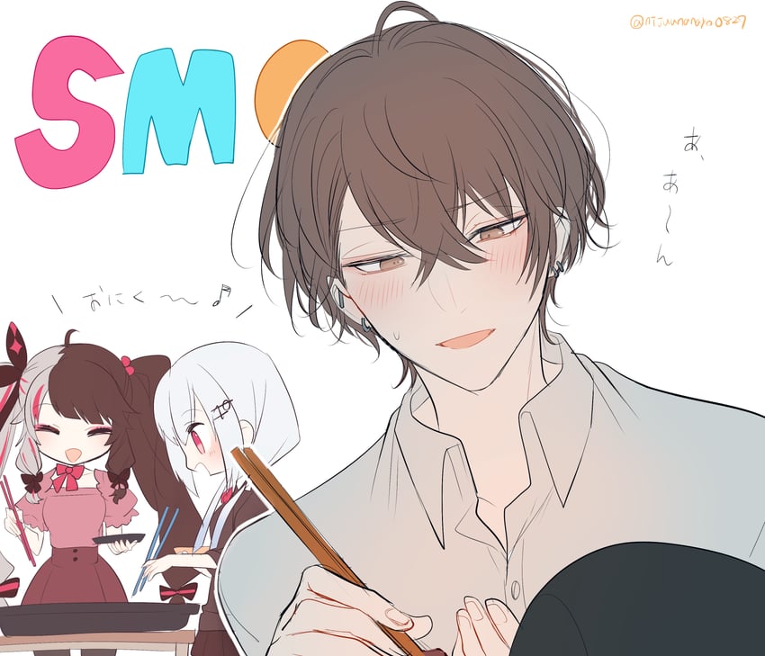 yorumi rena, hakase fuyuki, and kagami hayato (nijisanji) drawn by ninahachi