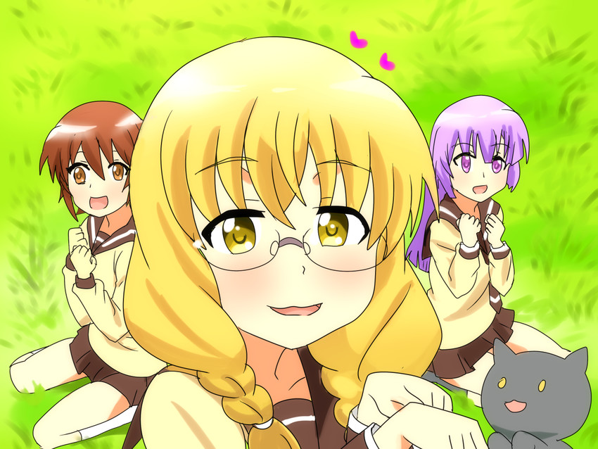 nishikawa youko, odagiri futaba, and hayama teru (manga time kirara and 1 more) drawn by karuta_(karuta01)