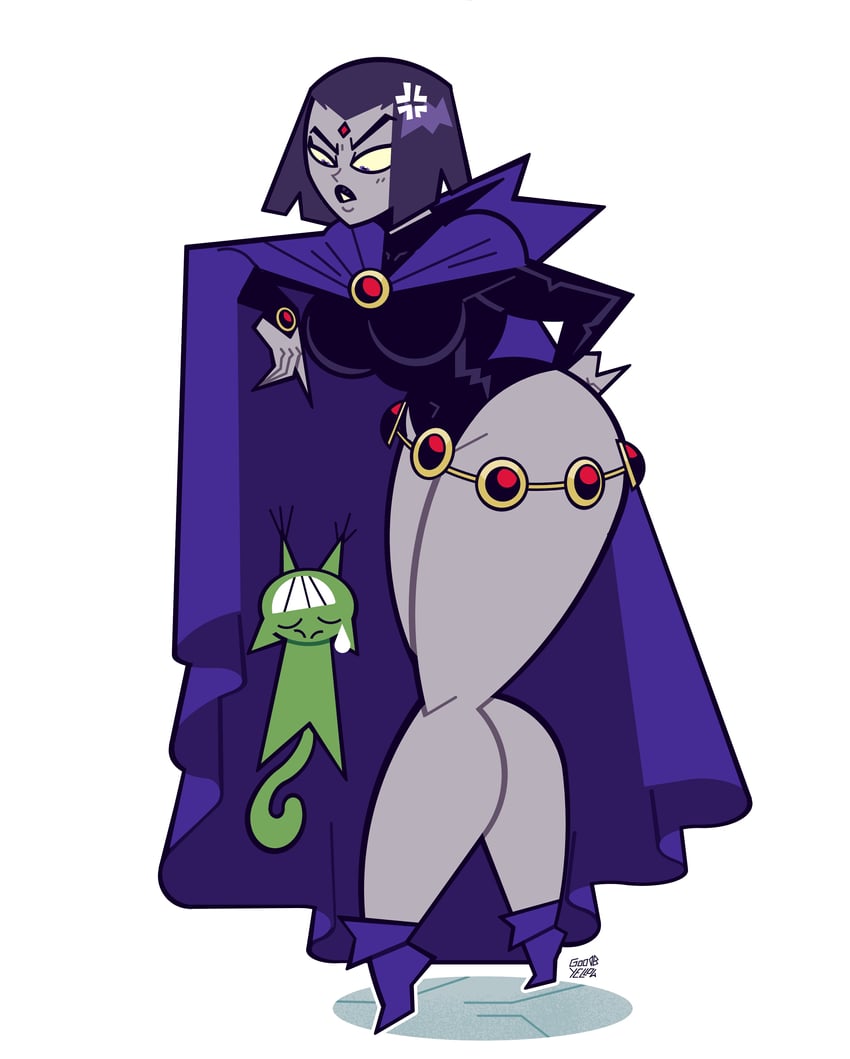 raven and beast boy (dc comics and 1 more) drawn by goodbyellow