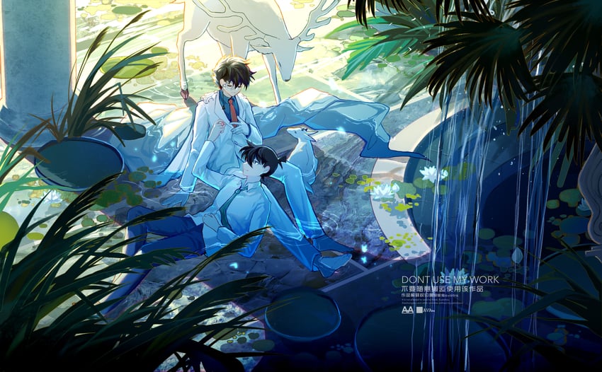 kudou shin'ichi and kaitou kid (meitantei conan and 1 more) drawn by avatra
