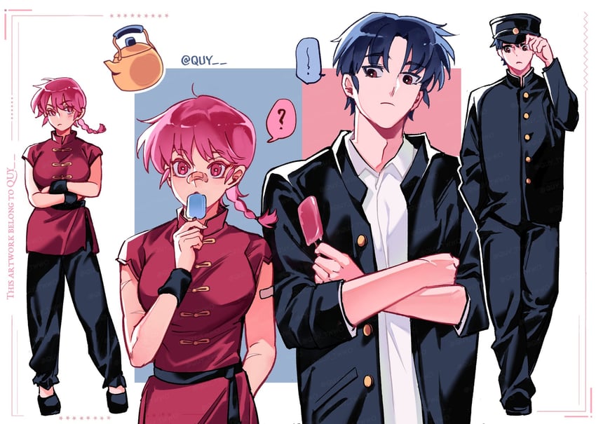 ranma-chan and tendou akane (ranma 1/2) drawn by quy_(quiin)