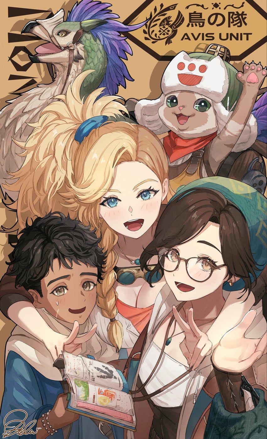 player palico, gemma, alma, seikret, and nata (monster hunter and 1 more) drawn by dolce_(dolsuke)