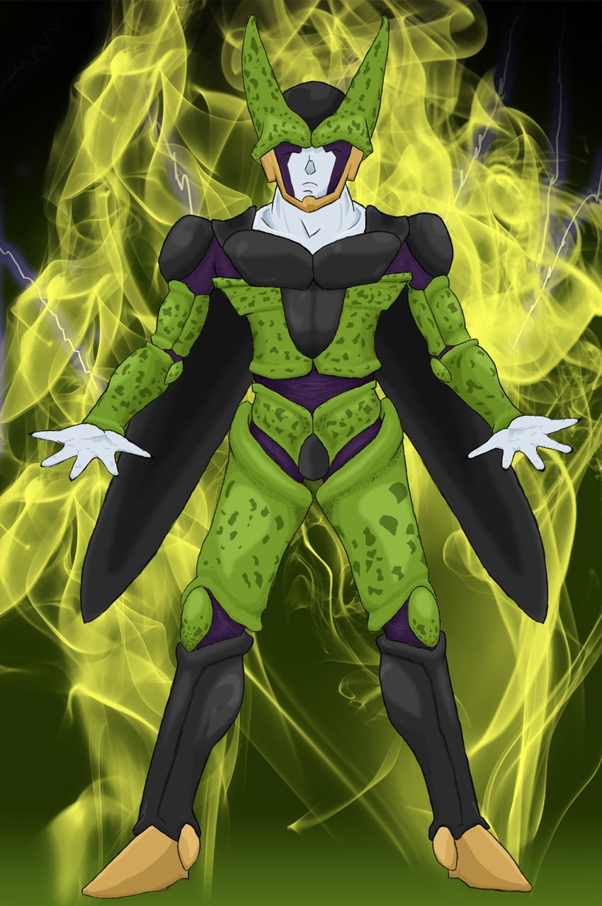 cell and perfect cell (dragon ball and 1 more) drawn by jamesbeavers91