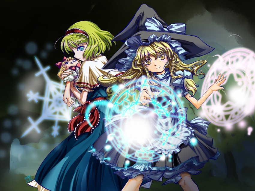 kirisame marisa and alice margatroid (touhou) drawn by souno_tasuku