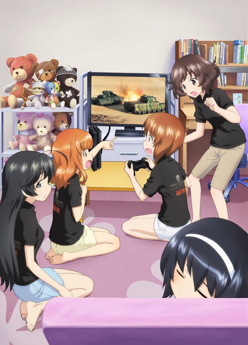 nishizumi miho, akiyama yukari, takebe saori, reizei mako, boko, and 1 more (girls und panzer and 1 more)
