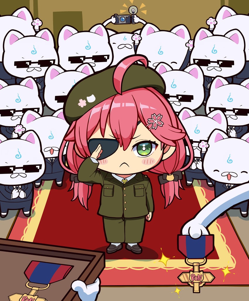 sakura miko, 35p, and big boss (hololive and 2 more) drawn by nabenabe3104