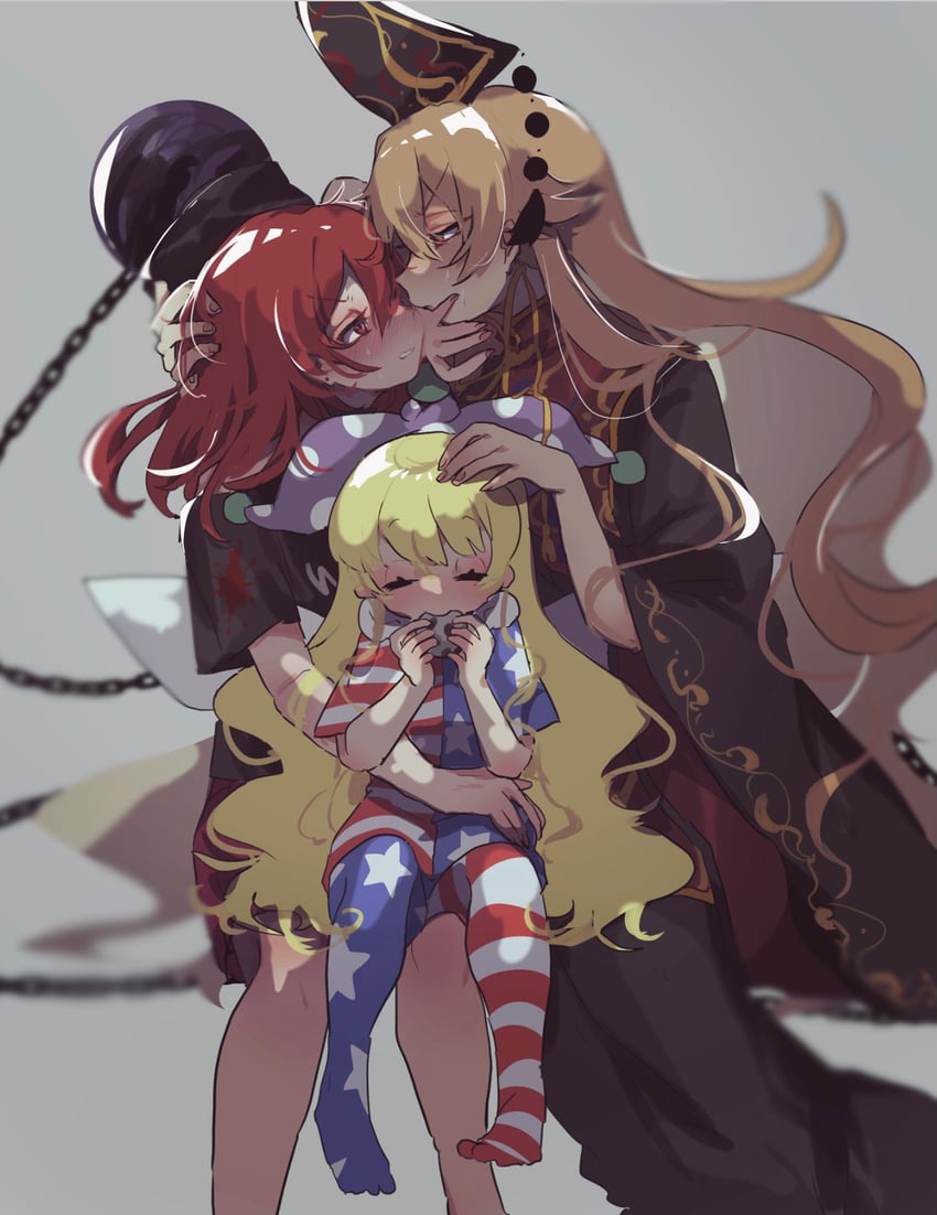 clownpiece, junko, and hecatia lapislazuli (touhou) drawn by ayahi_4