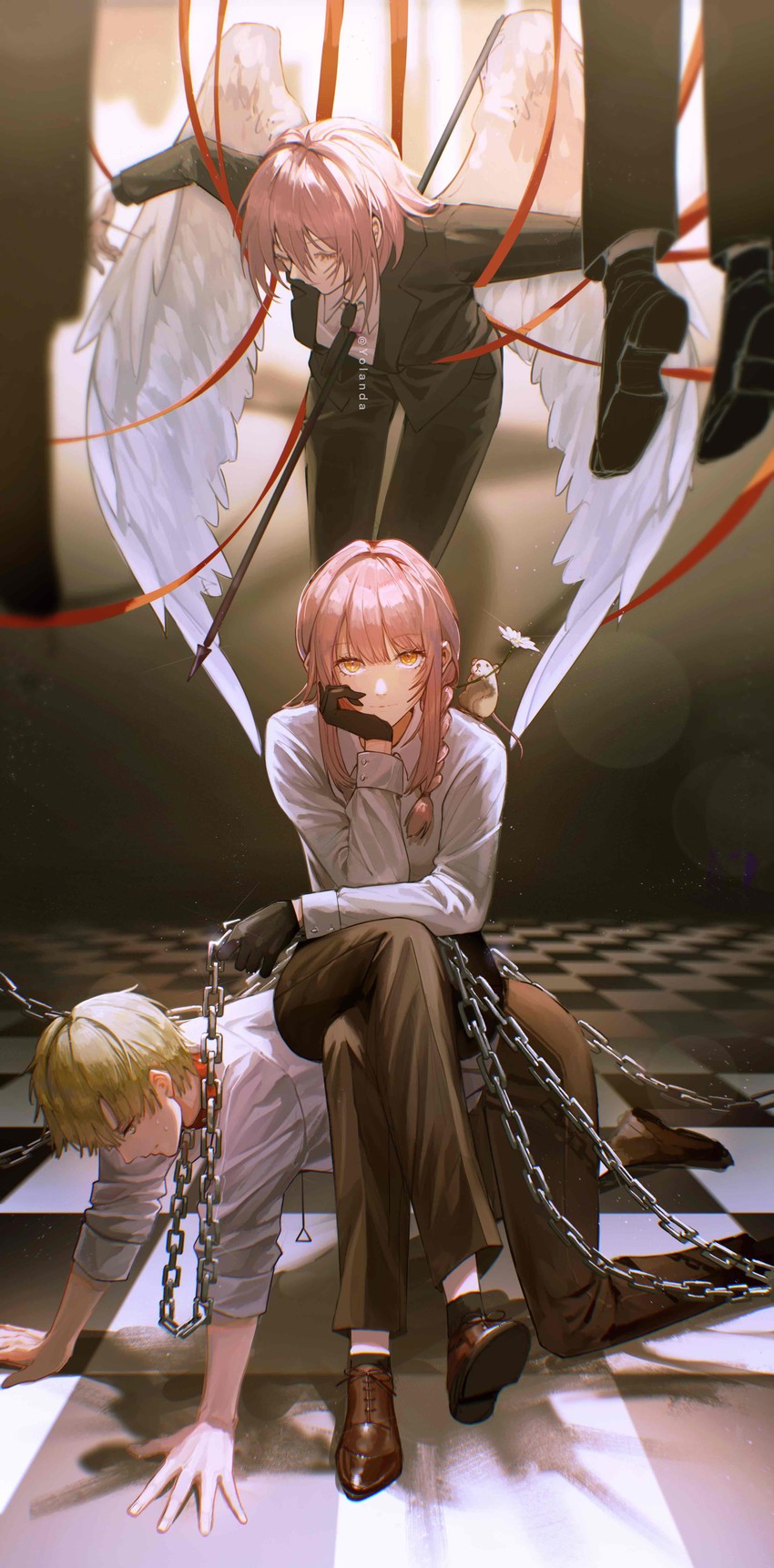 makima, denji, and angel devil (chainsaw man) drawn by yolanda