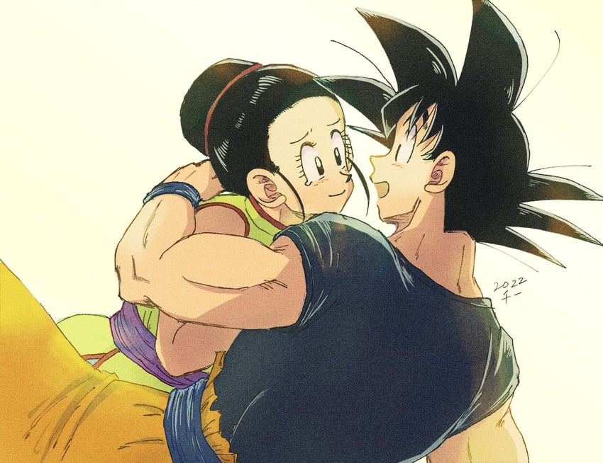son goku and chi-chi (dragon ball and 1 more) drawn by chi_(cmon_57)
