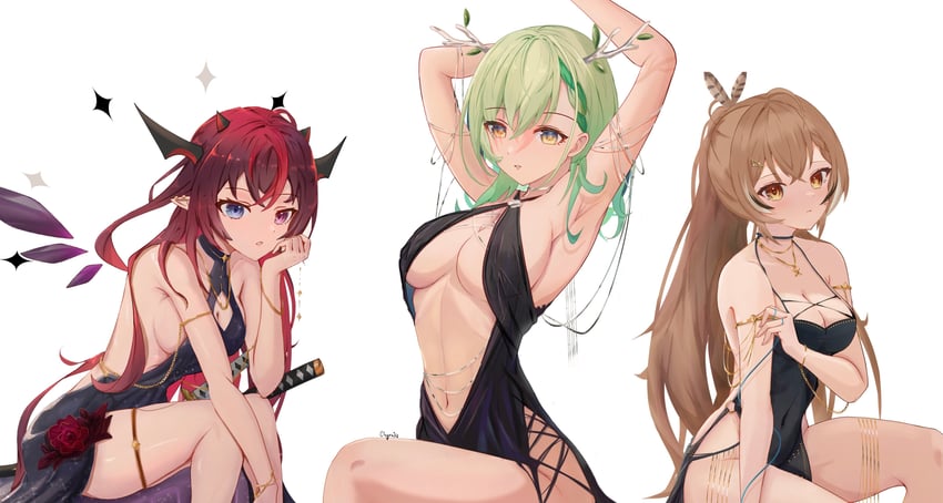nanashi mumei, ceres fauna, and irys (hololive and 1 more) drawn by chyraliss