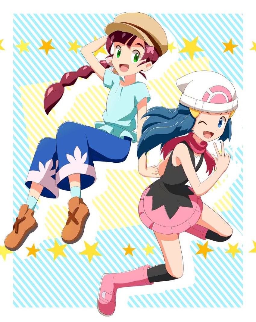 dawn and chloe (pokemon and 1 more) drawn by haruhi_(xy161027z)