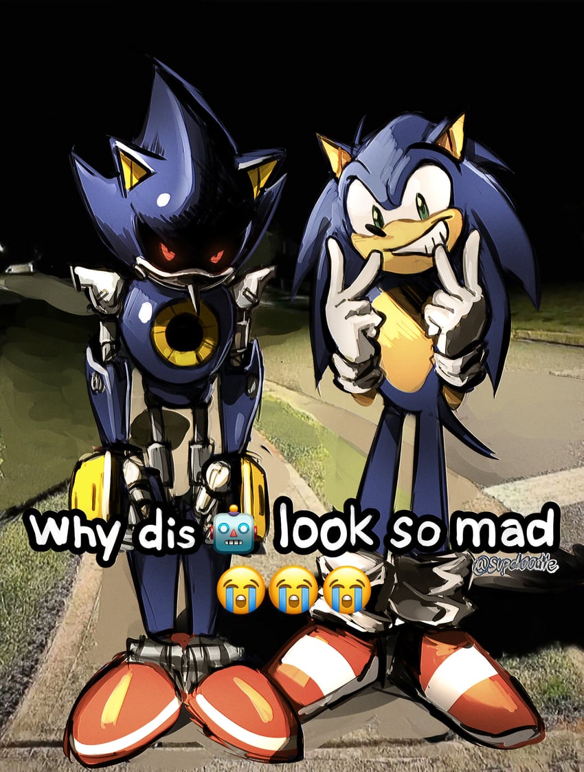 sonic the hedgehog and metal sonic (sonic) drawn by 9474s0ul