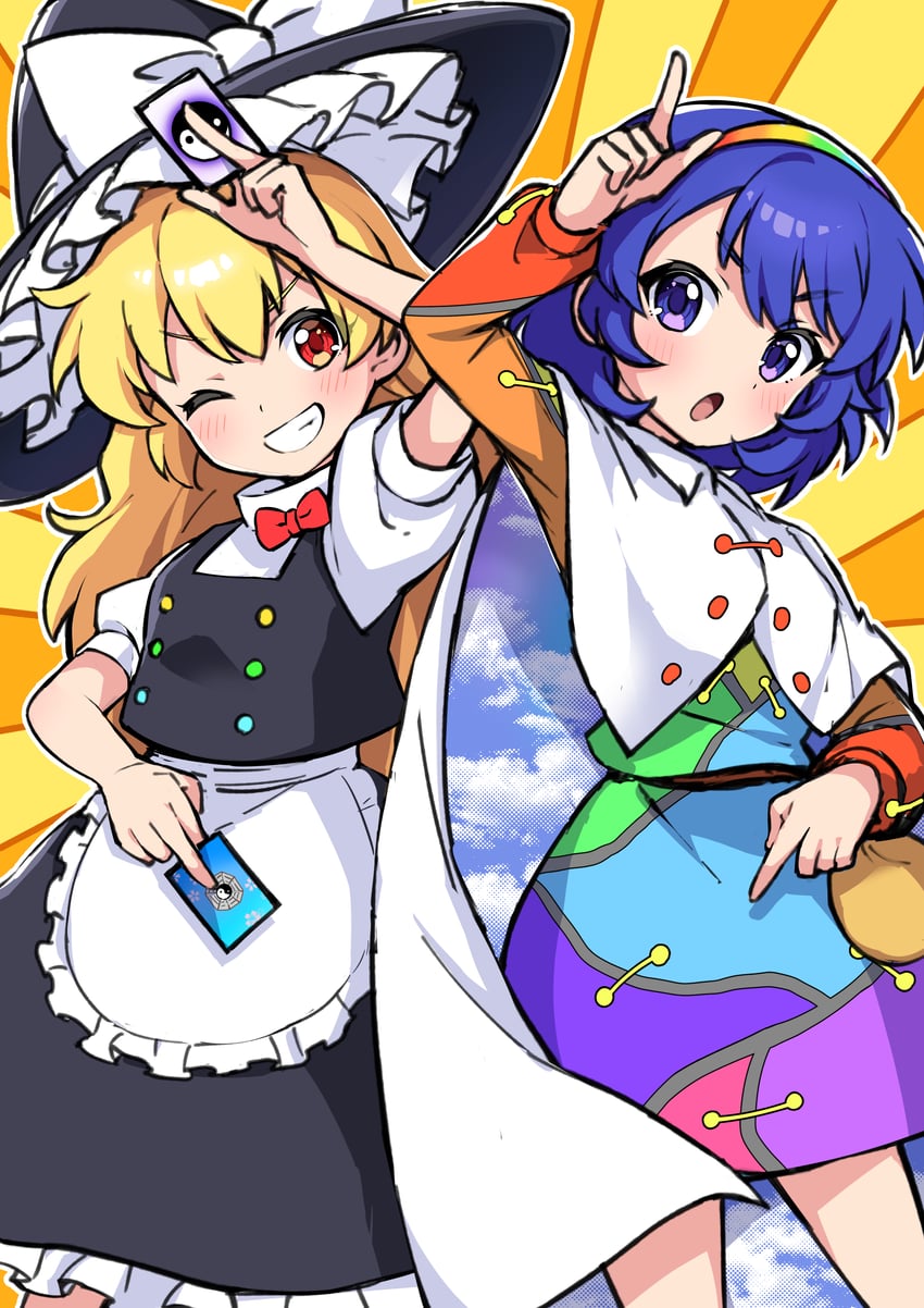 kirisame marisa and tenkyuu chimata (touhou and 1 more) drawn by miz_(mizillustration)