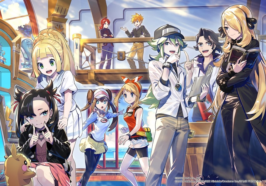lillie, may, rosa, marnie, cynthia, and 6 more (pokemon and 8 more) drawn by zounose