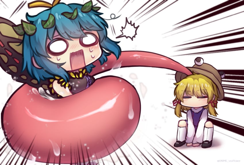 moriya suwako, pyonta, and eternity larva (touhou) drawn by unime_seaflower